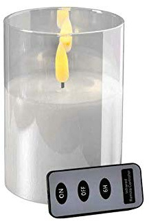 Klocke Dekorationsbedarf Hochwertige LED Kerze im Glas - mit Fernbedienung & Timer - ? 10 cm - Realistische & Flackernde Flamme - Weihnachten Deko (Weiß, Höhe: 15 cm)