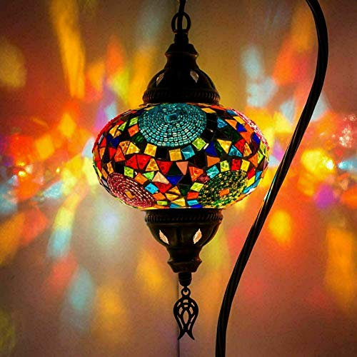 ENVA (20 Variations) Turkish Moroccan Mosaic Lamp Light - Turkish Lamp - Handmade Mosaic Swan Neck Table Desk Bedside Lamp- Free LED Bulb (3001)