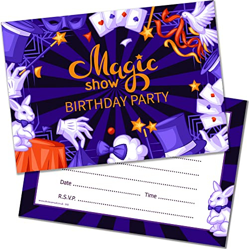 Olivia Samuel Magic Show Lot de 20 cartes d'invitation double face avec enveloppes Format A6