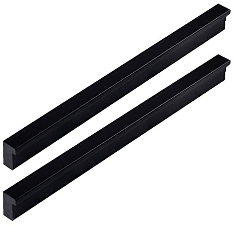 L Form Handgriff Griffleiste Modern Griffe Aluminiumlegierung Massiv Schubladengriff Möbelgriff Schrankgriffe Türklinke Möbelknäufe Küchengriff Schwarz 2 Stück (Overall length 1200mm)