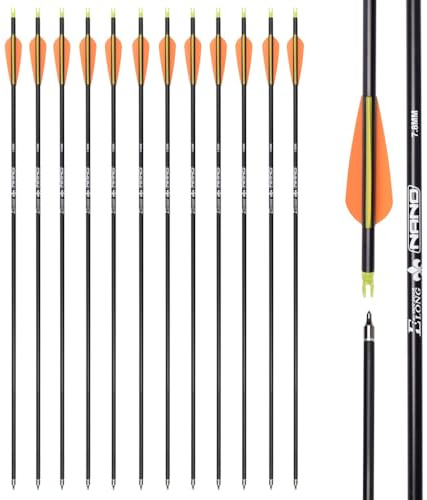 ELONG OUTDOOR 12pcs Tiro con L'Arco Frecce in Carbonio Misto Frecce da Caccia da 28 Pollici per Arco Ricurvo Arco Compound per Allenamento di Tiro al Bersaglio