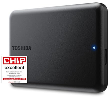 Toshiba Canvio Partner 1TB Portable 2.5’’ External Hard Drive, USB 3.2, Mac & Windows compatible. Xbox, PS4, PS5 (HDTB510EK3AB)