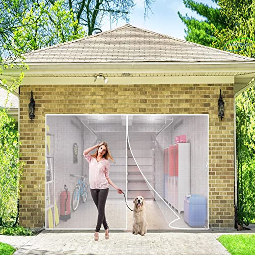 Magnet Fly Screen Door 145x230 cm Anti Rain and Snow Air Conditioner Partition Curtain Bi Fold Door Shut Automatically for Sliding Doors Greenhouse - White H