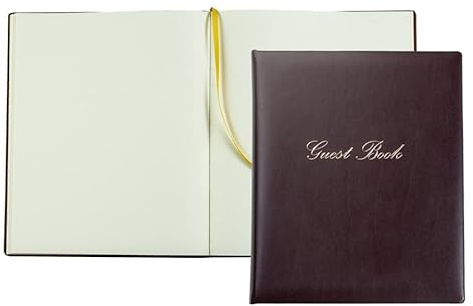 DELMON VARONE - Gästebuch aus veganem NOVAPELL Kunstleder weinrot/rot - Hochzeitsgästebuch gebunden mit Hardcover Einband für Hochzeit, Taufe, Geburtstag, Geburt und Kommunion
