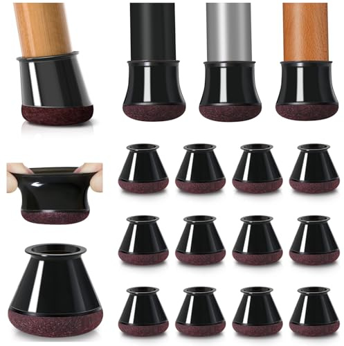 YOZON 20 Stück Stuhlbeinkappen Rund Gummi Schutzkappen für Stuhlbeine | Filzgleiter für gerade und schräge Stuhlbeine, Schwarz Klein Stuhlbeinschoner Bodenschutz Durchmesser 20-30mm