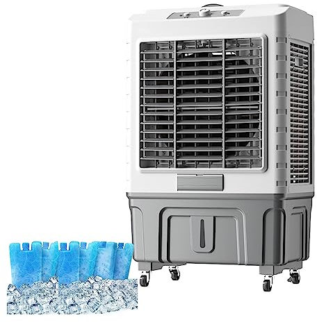 ZYFC Ventilador Enfriador de Aire por Evaporación Comercial, Humidificador Industrial, Aire Acondicionado 3 en 1, Tanque de Agua Grande de 55L, Enfriador Doméstico, Enfriamiento Eficiente, Mecánico