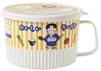 Keramische Ramenschalen, Porzellanschalen for Suppe, Suppentassenschalen, japanische Ramen-Nudelschalen im japanischen Stil, mikrowellengeeignete Keramikschale mit Deckel, Rot, 1000 ml/35 Unzen (Farbe