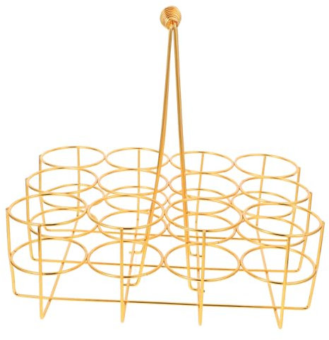 FELTECHELECTR Bar Beer Basket Holder Carrier 12-bottle Gold Iron Beer Storage Rack for Bar and Ktv Use Small Size