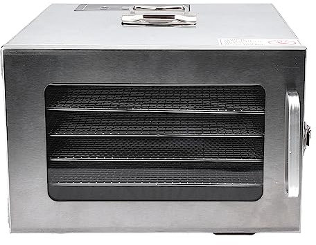 Food Dehydrator Machine 6 Trays Electric Food Dryer Machine Dehydrated Dryer for Fruit Vegetable Herb Stainless Steel 400W(UK plug 220v)