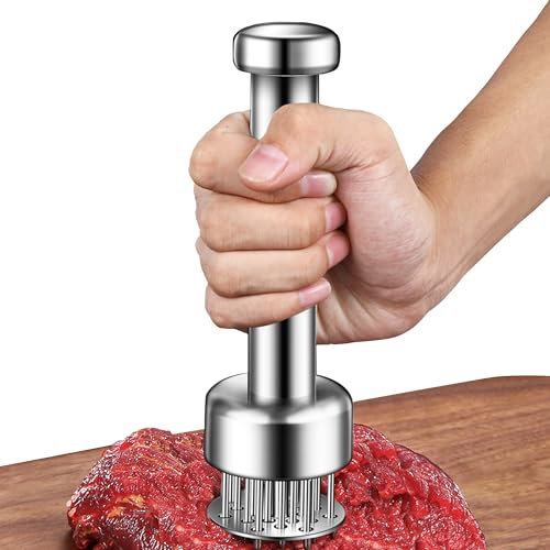 Stainless Steel Meat Tenderizer Tool, 21 Sharp Needles, Meat Piercing, Tenderizing Steak, Beef, Chicken, Pork, Barbecue, Marinating, Small Meat Grinder