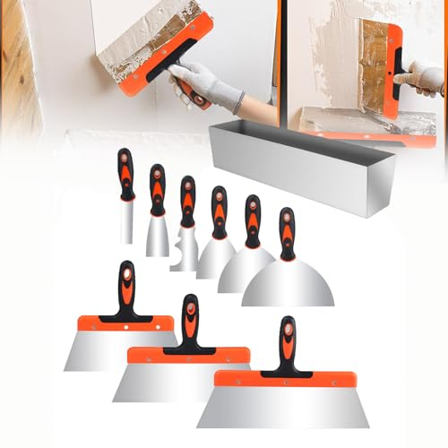 Tefola 10 Piezas Masilla Pared Raspador, Espatula, Espatulas Pladur, Espatula Masilla, Juego de Raspadores de Pintura de Acero Inoxidable Para Raspar Pintura, Quitar Masilla y Reparar Paredes