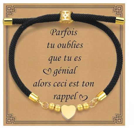 Gamtic Bracelet Amitié Femme Porte Bonheur - Coeur Fait à la Main Cordon Réglable Bracelet Brésilien Protection Amulette Bonne Chance Diplômés Couples Amie Anniversaire Cadeau Noel