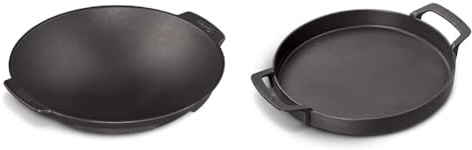 Enders Switch Grid Wok schwarz, aus massiv, emailliertem Gusseisen & SWITCH GRID Pfanne, aus Gusseisen, Gasgrill mit Rost System