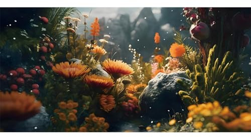 MIRRORANG 180x46cm Aquarium Hintergrund Bunte Blumen Aquarium Hintergrund Flussbett & See Aquarium Hintergrund Vinyl Hintergrund