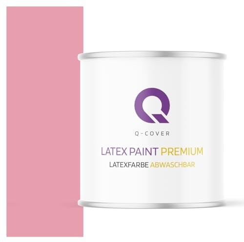 Q-COVER Latexfarbe Abwaschbar 2L (ca.14m2) Rosa Farbton Innenfarbe Wandfarbe Deckenfarbe Klasse 2 Mattfarbe Für Allergiker Scheuerfest Geruchlos Frei Von Voc