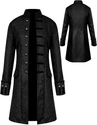 YQVGFBY Mittelalter Kleidung Herren,Steampunk Mantel Herren,Halloween Cosplay Kostüme Herren,Frack Steampunk Gothic Mittelalter Uniform