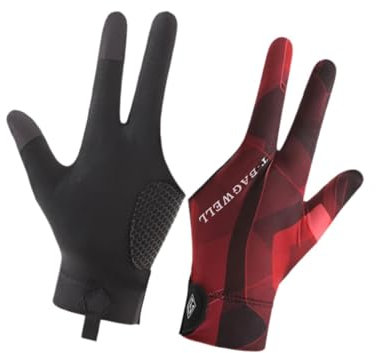 Ronyme Pool-Handschuhe Billardhandschuhe Einzelhandzubehör Zubehör Handschuhe Separate Fingerhandschuhe zum Spielen Üben Männer Training, Schwarz Rot Linke Hand