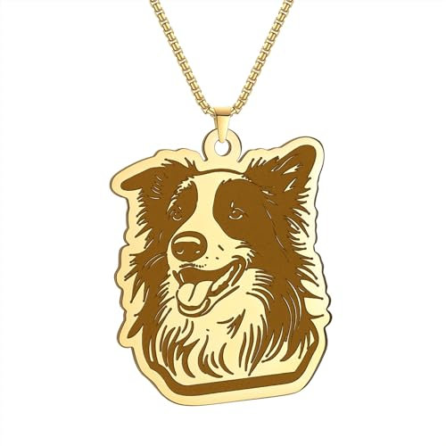 Herren Halskette Silber Kreuz Halskette personalisiert handgemachte Grenze Collie Tier Anhänger Halskette für Frauen Schmuck Niedliche Hundeketten das Geschenk