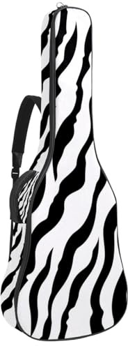 KengjuTesu 43 Zoll Akustikgitarre Softcase mit Rucksackgurt und 2 Taschen Zebra Streifen, keine Polsterung Rucksack Wasserdicht Oxford Tuch Bassgitarre Gigbag für Konzertgitarre, mehrfarbig,