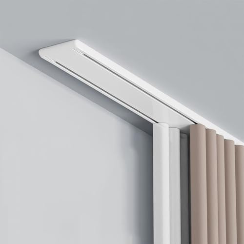 Ceiling Curtain Double Track,Room Divider Slot Set With Silent Rollers,Heavy Duty Curtain Rod For Living Room,Bedroom,Wardrobe And Sliding Door(Black) ,1m)