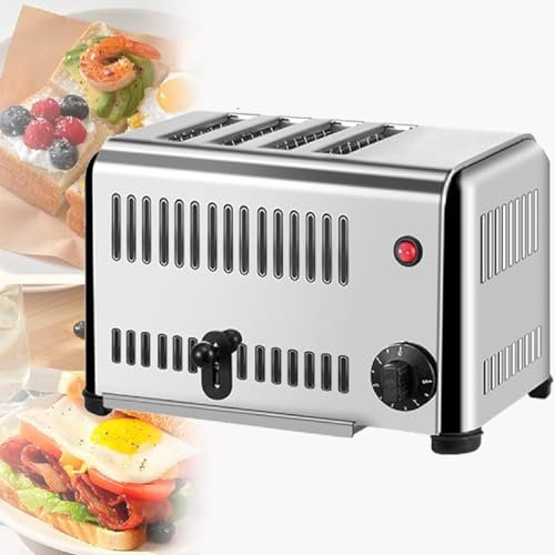 ZHLINGQ Macchina per Il Pane, Tostapane Commerciale a 4 E 6 Fette con Funzione Timer, Tostapane Commerciale con Ampie Fessure, Tostapane Commerciale con Tostapane Rimovibile,4slices