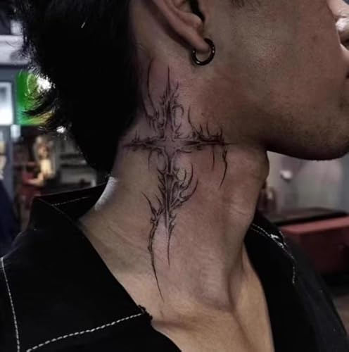 Temporary Tattoos Stickers Fake Tattoos Thorn Cross Male And Female Herbal Arm Non-Reflective Juice Semi-Permanent Lasting 2 Weeks Washable