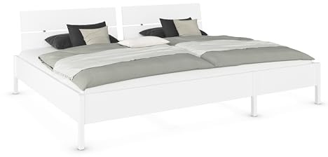 Rauch Möbel MARE, Familienbett, Farbe Weiß, Maße 278x95x217 cm | Bett, Mehrpersonenbett für gemeinsames Schlafen mit der Familie, mit Holzkopfteil, Schlafzimmer, Liegefläche 270x200 cm