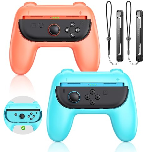 WAXITY [Fit for Switch 2/1] Ergonomic Hand Handle Grips for Joy Con2/1 | Wear Resistant Handheld Grips for Nintendo Switch2/Switch 1/OLED Controller, 2 Pack Comfort Hand Holder for Tomodachi Life
