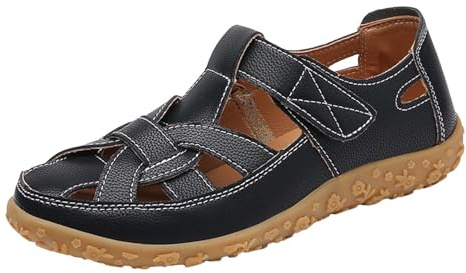 Sandaler, breda fötter, damer, barfota, sandaler, damer, sandaletter, halkfria damskor snabbtorkande sandaletter, båge, stöd, sommarskor, urholkning, andas, sandaler, coola ortopediska skor, svart, 45