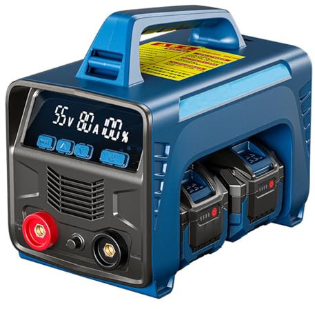 Saldatrice a punti portatile, saldatrice senza fili, saldatrice portatile a batteria MMA ARC con batteria da 6,0 Ah, display a LED, avviamento a caldo, saldatrice a elettrodo inverter IGBT,4Battery