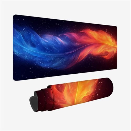 Plume Tapis de Souris Couleur Tapis Souris XXL 1500x800x3mm sous Main Bureau Gaming Accessoire, Mouse Pad pour Clavier avec Bords Surpiqués et Dos Antidérapant, Haute Précision et Vitesse, pour Gamer