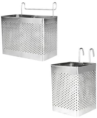 Mipcase Porte-Baguettes Inox Suspendu 2 Pièces Égouttoir À Vaisselle Avec Double Et Simple Compartiment Pour Couverts Et Ustensiles De Cuisine Organisateur Drainant