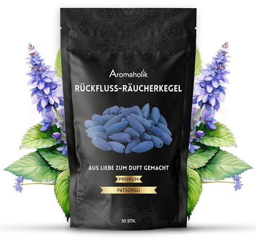 Premium Rückfluss Räucherkegel Wasserfall, Natürlich aromatische Räucherkegel mit Patchouli Duft, 30 Stück, Frische Räucherkerzen für Stressabbau und Meditation, Backflow Incense, Aromaholik
