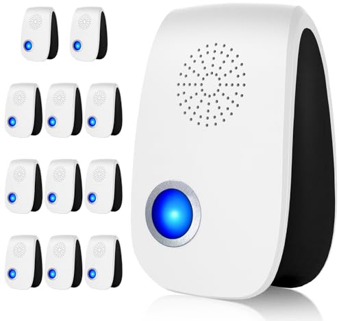 Upgraded Ultrasonic Repellent, Indoor Pest Repellent, Electronic Plug in Pest Control for Roach, Ant, Rodent, Mouse, Bugs, Mosquito, Spider Repellent for House, Garage, Warehouse (12)