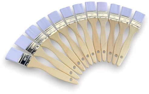 Pinceau de Nettoyage Queue de morue | Lot de 12 | Nylon | Largeur 40mm | Multi Support | Peinture Huile Acrylique Vernis émaux Colle lasure Teinture apprêt résine | Kibros 321_40x12