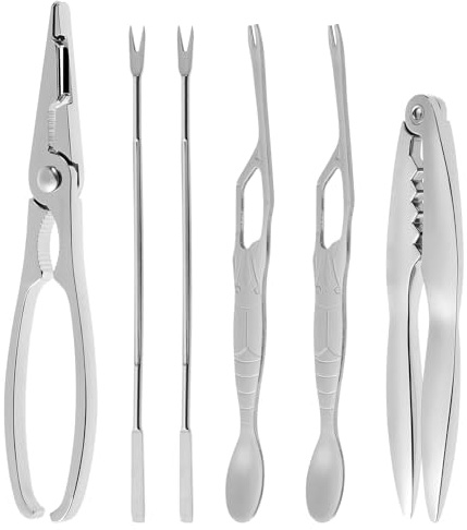 NIYANGLE Set de Outils Crustacés Acier Inoxydable avec Boîte de Rangement Pinces et Fourchettes pour Crabe Homard Fruits de Mer et Casse-Noix Ergonomiques