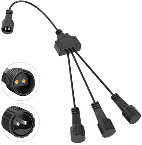 AGOTD Lichterkette Verteiler, 2 Pin Verlängerungskabel, Lichterketten Stecker Splitter IP65 Wasserdicht 1 bis 3 Y-Verteiler für Weihnachtsbeleuchtung Außen, Eisregen, G40 Globe Lichterkette