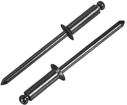 QUARKZMAN 100Pcs Remaches Ciegos De Aluminio 5/32x1/2, Empuñadura De Aluminio Y Vástago De Acero, Remaches De Cabeza Avellanada Y División Larga Para Metal, Muebles, Automoción, Negro