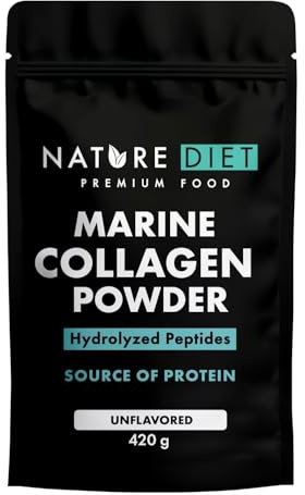 Nature Diet Premium Meereskollagen-Peptide Pulver, 420 g, Typ 1 | Typ I Fischkollagenhydrolysat, hydrolysiertes Kollagen aus Fischhaut, geschmacksneutral, für Haut, Haare, Nägel und Gelenke