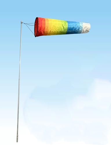 Windsock Pole with 360° Swivel Mount, Stainless Steel Flagpole for Outdoor Flying and Weather Measurement, 16.4ft Length