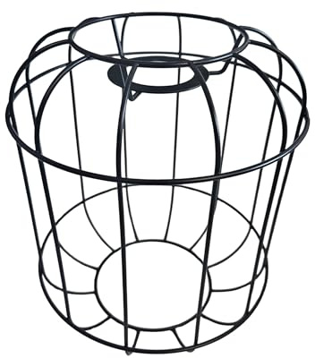 Lampenschirm Metall Käfig Schwarz Ø 17 cm Höhe 20 cm – Drahtschirm Lampenschirm Gitter für E27 Fassung, Industrie Vintage Ersatzschirm für Pendelleuchte, Deckenlampe, Tischlampe & Wandleuchte