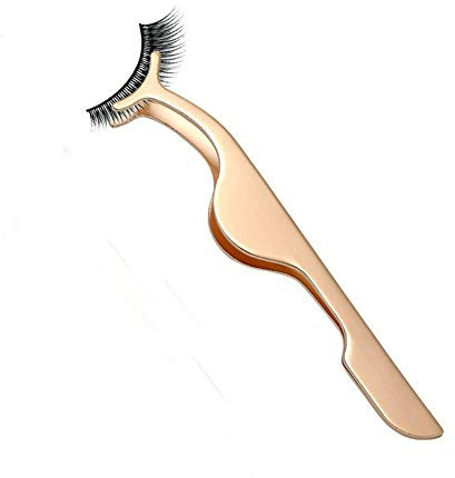 EIAKE False Eyelashes Applicator Tool Eyelash Extension Tweezers Remover Clip Tweezers Nipper (Golden)