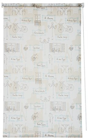 Sunl INES hwa10625 Traction latérale, lumière du Jour, PES Décor Paris, Beige/Blanc, 5 x 142 cm