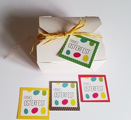 5 Ostern Osterkörbchen Osternest braun Faltbox 125 x 110 x 45 mm Hartpapier ohne Fenster mit Ostergras (Motiv bunte Ostereier)