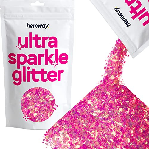 Hemway Unicorn Hellrosa Mix Glitter Chunky Multi Purpose-Staub-Puder Kunsthandwerk Weinglas Dekoration Hochzeit Blumen Kosmetik Gesicht Augenkörper Nai - 100g