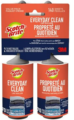 3M Original Scotch-Brite Lint Rollers: 4 tum x 30 fot/70 ark per rulle [2-pack] (naturliga) / 70 ark 2-pack