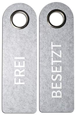 2 FREI BESETZT Türgriffschilder (hellgrau) - Metall-Schutzring - Beidseitig bedruckt - Poly-Filz: Wasserabweisend - Türschild - Badezimmer Schlafzimmer - Statusanzeiger - Vielseitig einsetzbar (1)