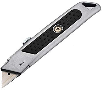 Edward Tools Utility Knife with Retractable Razor Blade - Heavy Duty with Sharp Easy Cut Blade - Safety Retractable Design and Rubber Grip - Cuts Cardboard, Carpet, Paper, Construction Materials