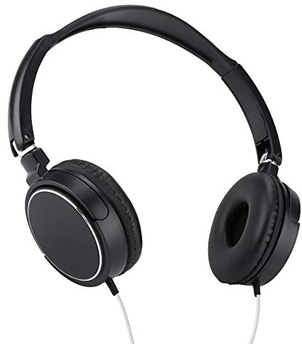cigemay Foldable Wired Headset,Stereo HiFi Compact Over Ear Headphones,Support All External LINE-IN Audio Input,TF Card Input,with Skin-Friendly Earmuffs Pads(Black)