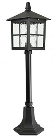Licht-Erlebnisse Aussen Stehleuchte Sockellampe Aluguss Glas in schwarz H:76cm E27 wechselbar Hof Garten Wegeleuchte Weglampe Außenleuchte Außenlampe Stehlampe
